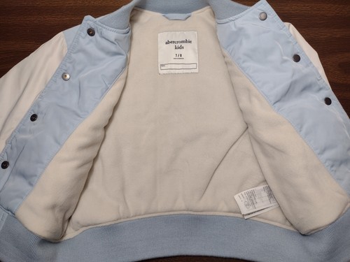 Abercrombie Kids Varsity Jacket Snap Button New York Blue Youth Size 7 - Picture 4 of 17