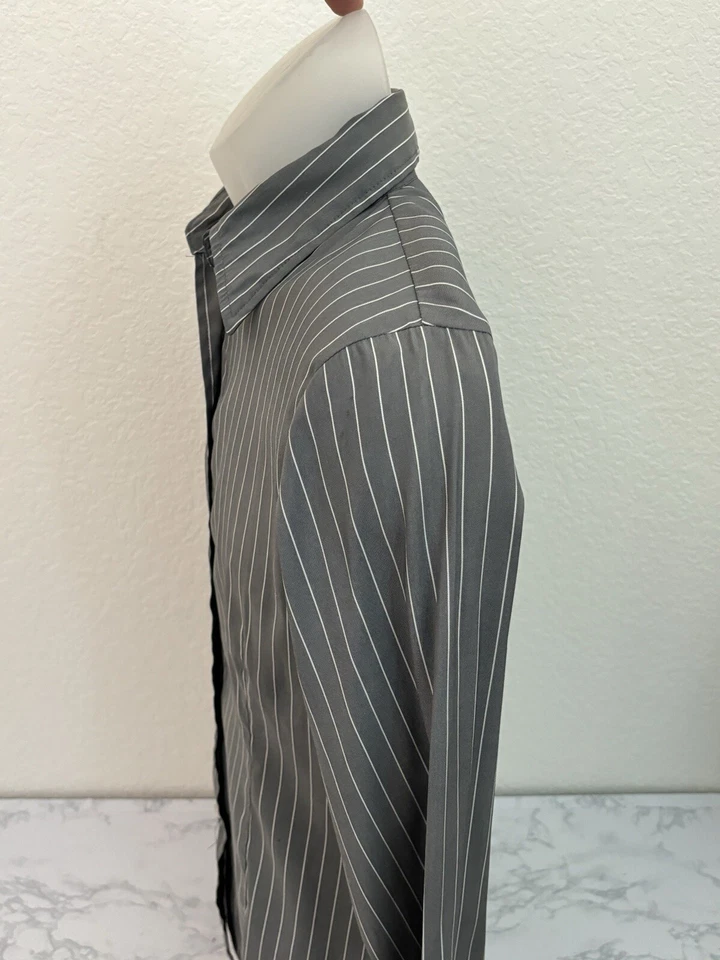 Camisa DCC elástica manga larga abotonada para hombre S gris a rayas moderna G1 Foto 2 de 4