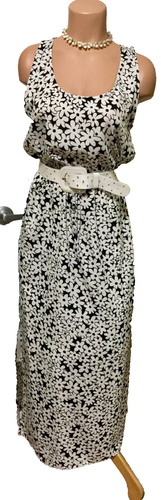 Women's Summer floral maxi dress black sleeveless pull on size L New