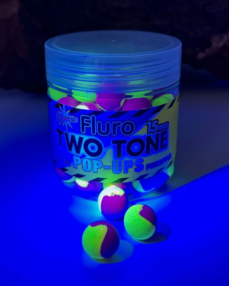Dynamite Baits Fluro Two Tone Pop Ups Plum & Pineapple 15mm 80g Angelfutter DA - Bild 2 von 2