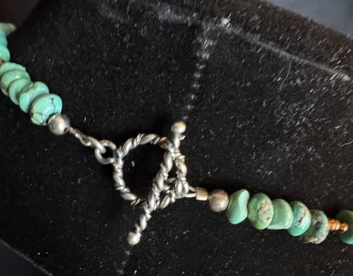 Handmade Vintage Turquoise Natural Pearl Bead Sterling Silver 925 Necklace - Picture 4 of 8