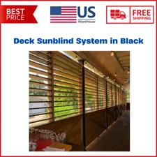 Deck Sunblind System Black Pivoting Metal Steel with Hardware Kit