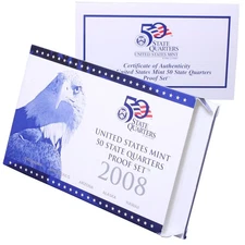 Empty Packaging Replacement Clad Quarter Proof Set Box & COA No Coins 2008