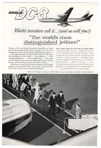 Douglas DC-8 Jet - Vintage Ad (The World's Most Distinguished Jetliner!) 1960's - Bild 1 von 2