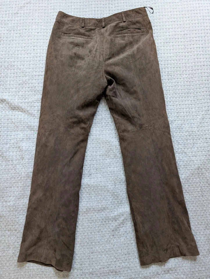 Worth Pants Womens 8 Brown Genuine Leather Straight Leg Suede Lined Classic - Image 4 of 4