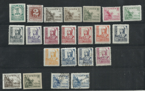 ESPAÑA.SELLOS CID E ISABEL DE 1937-40.