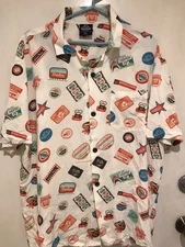 Universal Studios Tour Hollywood 60th Anniversary Button Down Logo Shirt XL JAWS