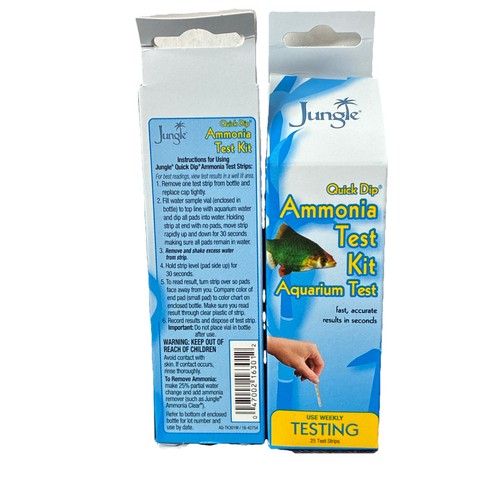 Lot Of 2 Jungle Quick Dip Ammonia Test Kits for Aquarium - 25x2= 50 Test Strips - Picture 2 of 2
