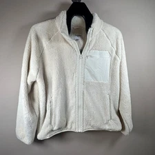 Goodfellow & Co XL Cream Sherpa Fleece Jacket Full Zip Soft Cozy Coat