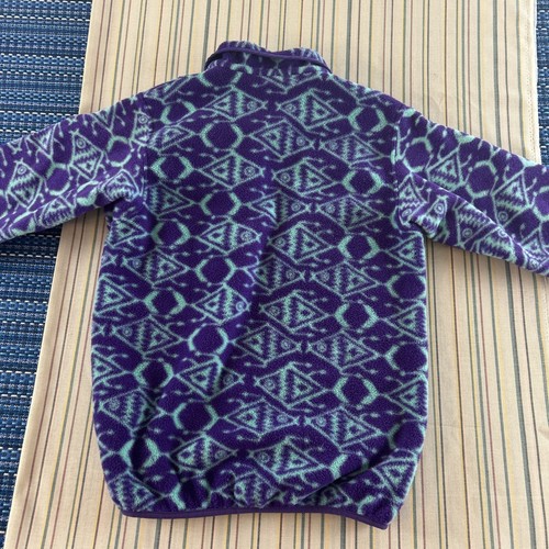 Patagonia Snap T Synchilla Aztec Jacket Womens Small Blue Ikat Fish RARE #8640 - Picture 8 of 8