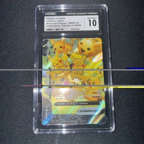 2021 POKEMON BLACK STAR PROMO SWSH141 CELEBRATIONS PIKACHU V-UNION CGC 10 GEM MT