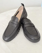 Vionic Chantel Penny Loafer Womens Size 7 Black Leather Slip On Flat Comfort