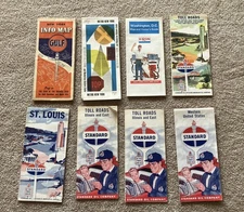 Lot Of 7 Gas&Oil Road Maps 1930-60’s Gulf Standard Sinclair 