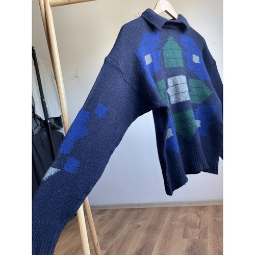 Gianni Versace Vintage 80's Geometrical Collared Sweater Size EUR 46 - Picture 5 of 10