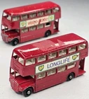 2 MATCHBOX LESNEY LONGLIFE BP VISCO STATIC ROUTEMASTER BUS VINTAGE ORIGINAL
