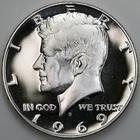 1969 S Gem Cameo Proof Kennedy Half Dollar 40% Silver