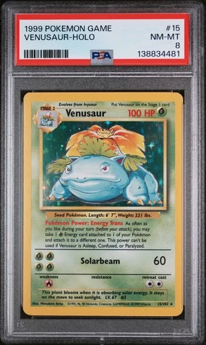 1999 POKEMON GAME #15 VENUSAUR-HOLO PSA 8
