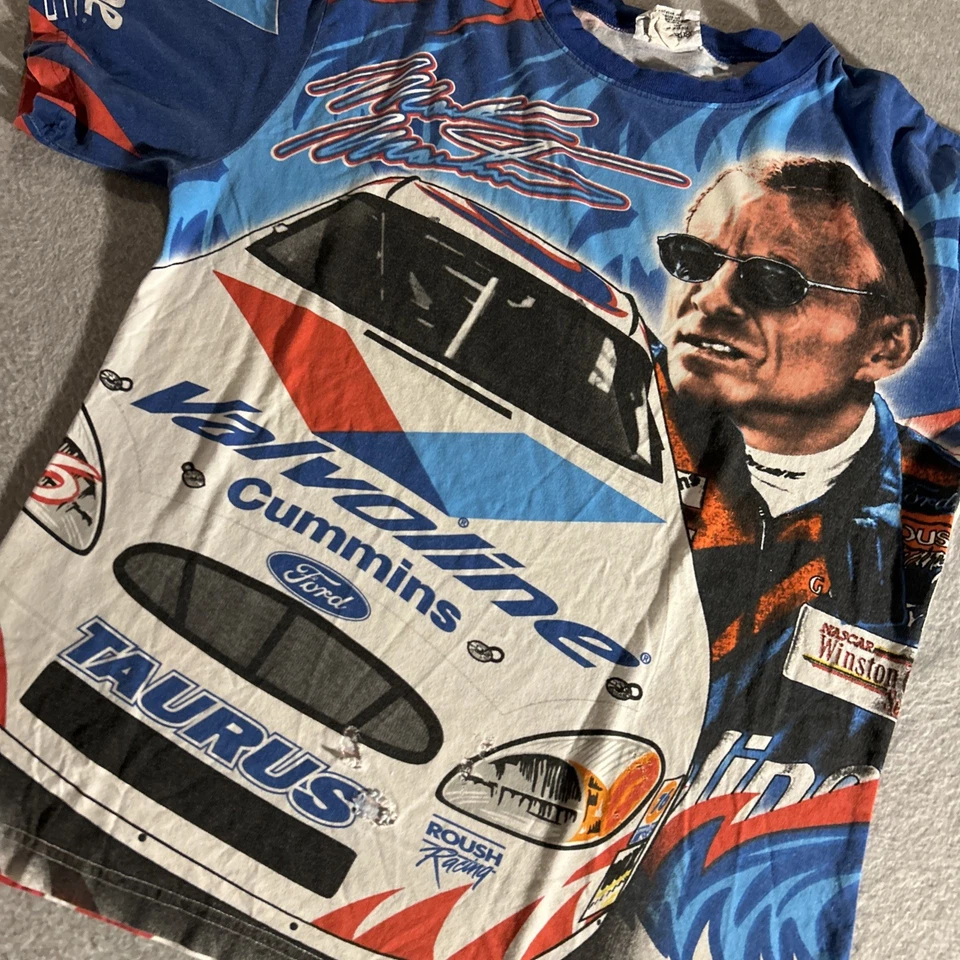 Camisa gráfica vintage anos 90 Chase Authentics NASCAR Mark Martin AOP - masculina grande G - Imagem 3 de 4