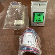 ALARM CONTROLS TS-2-2 Push Button 5" H,w/Green Luminaire 48ZW57 U.L Listed