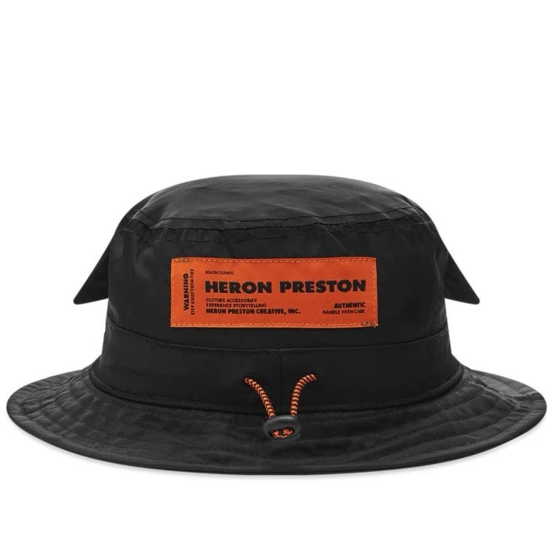 Heron Preston Twill Bucket Hat Black Adult Unisex Size L/XL NWT