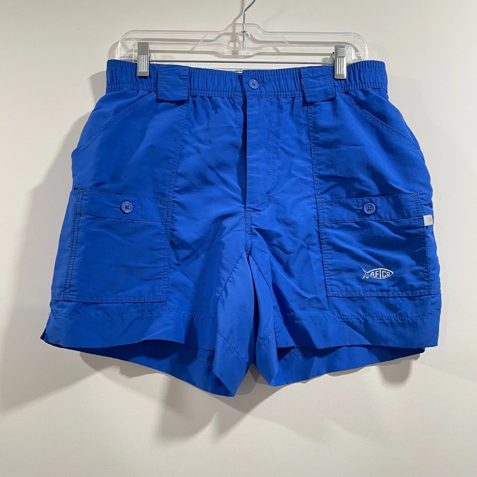 AFTCO Bluewater M01 Mens Blue Nylon Fishing Shorts Size 32 Utility Cargo