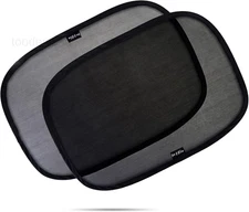 Car Window Shade - (2 Pack) - 19"x12" Cling Sunshade for Black
