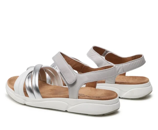 Sandali a strappo Caprice 9-28601-28 pelle bianca e argento zeppa 3 cm SCONTO - Immagine 4 di 4