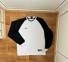 Vintage NIKE TEMPLATE 1990s Football Shirt Soccer Jersey Long Sleeve Blue Size M