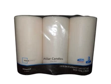 Mainstays Unscented Pillar Candles, 3 x 6 in, Ivory, 3 Count