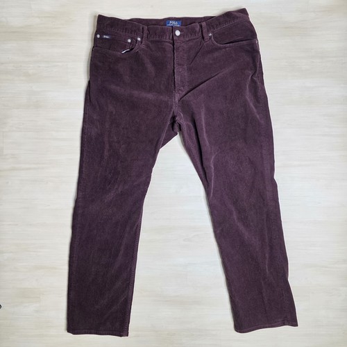 Polo Ralph Lauren Varick pantaloni slim dritti in velluto a coste bordeaux taglia 40 x 32 - Foto 1 di 8
