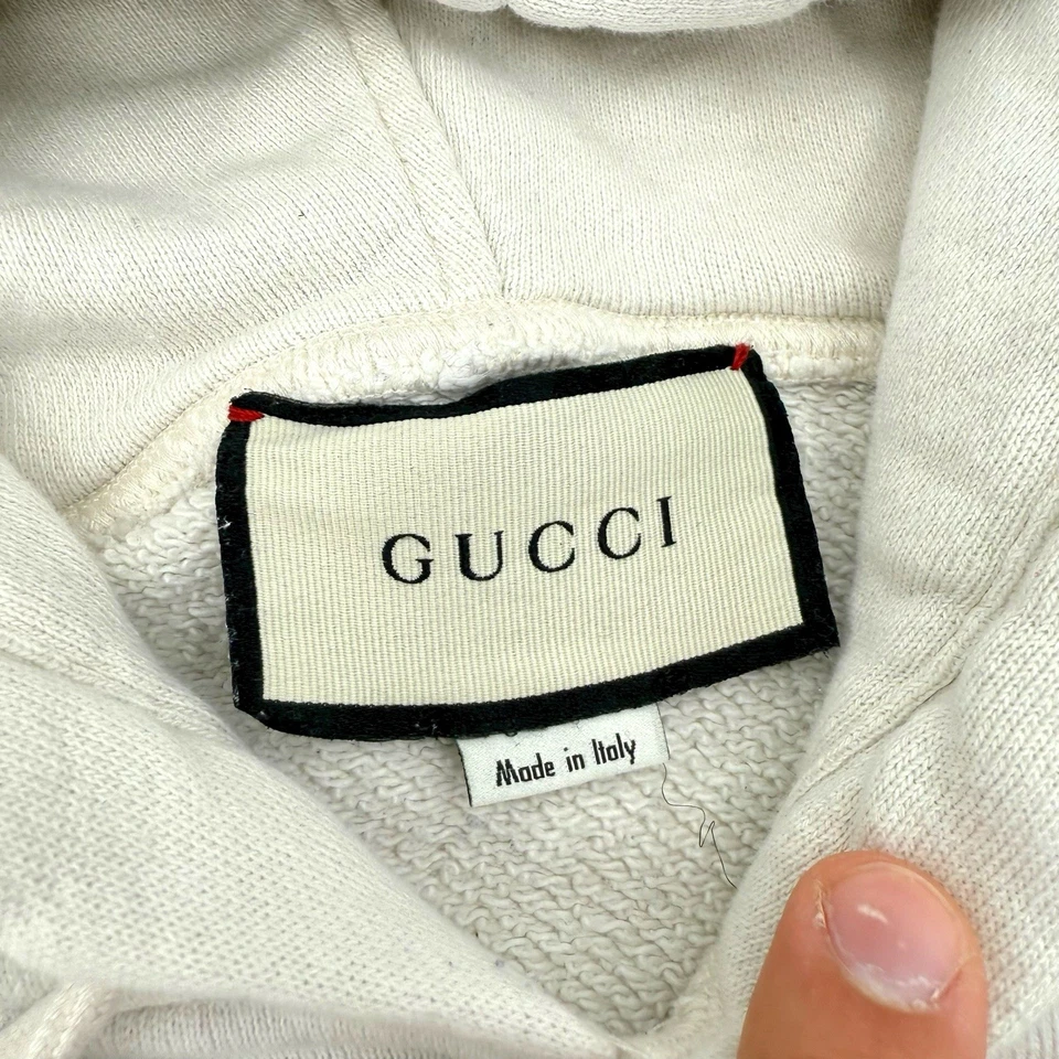 Подлинный Gucci с капюшоном толстовка с блокировкой G Off-белый валяной хлопок - Изображение 3 из 4