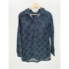 Duluth Trading Co Women Button Down Shirt Hemp Organic Cotton Blend Size Small