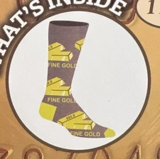 Sockopath GOLD BAR Men's One Size Fits Most Crew Socks GIFT/BOXED Brown Yellow