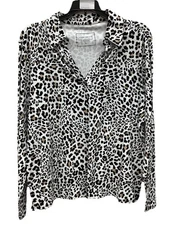 Charter Club Animal Print Vneck Pullover XL 1119-06