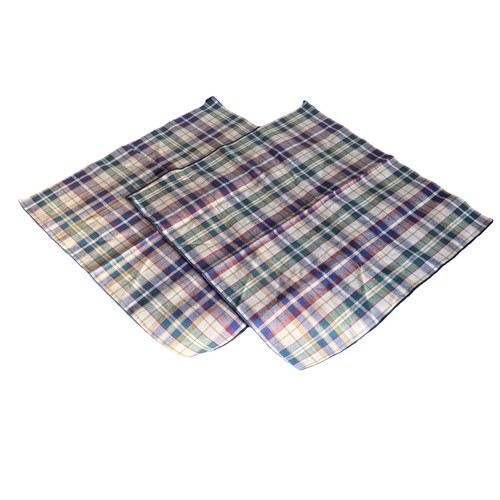 Set of 2 Longaberger Basket Woven Traditions Plaid Fabric Square Napkins New VTG - Picture 3 of 5