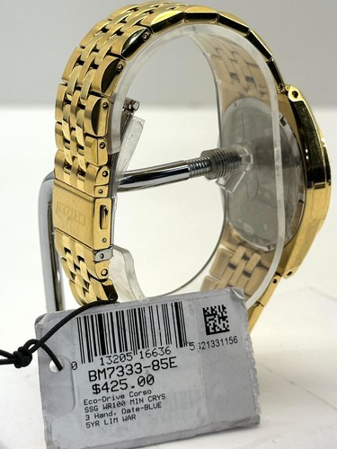 Citizen Corso Eco-Drive schwarzes Zifferblatt goldfarben Stahl Herrenuhr BM7333-85E #220 - Bild 5 von 13