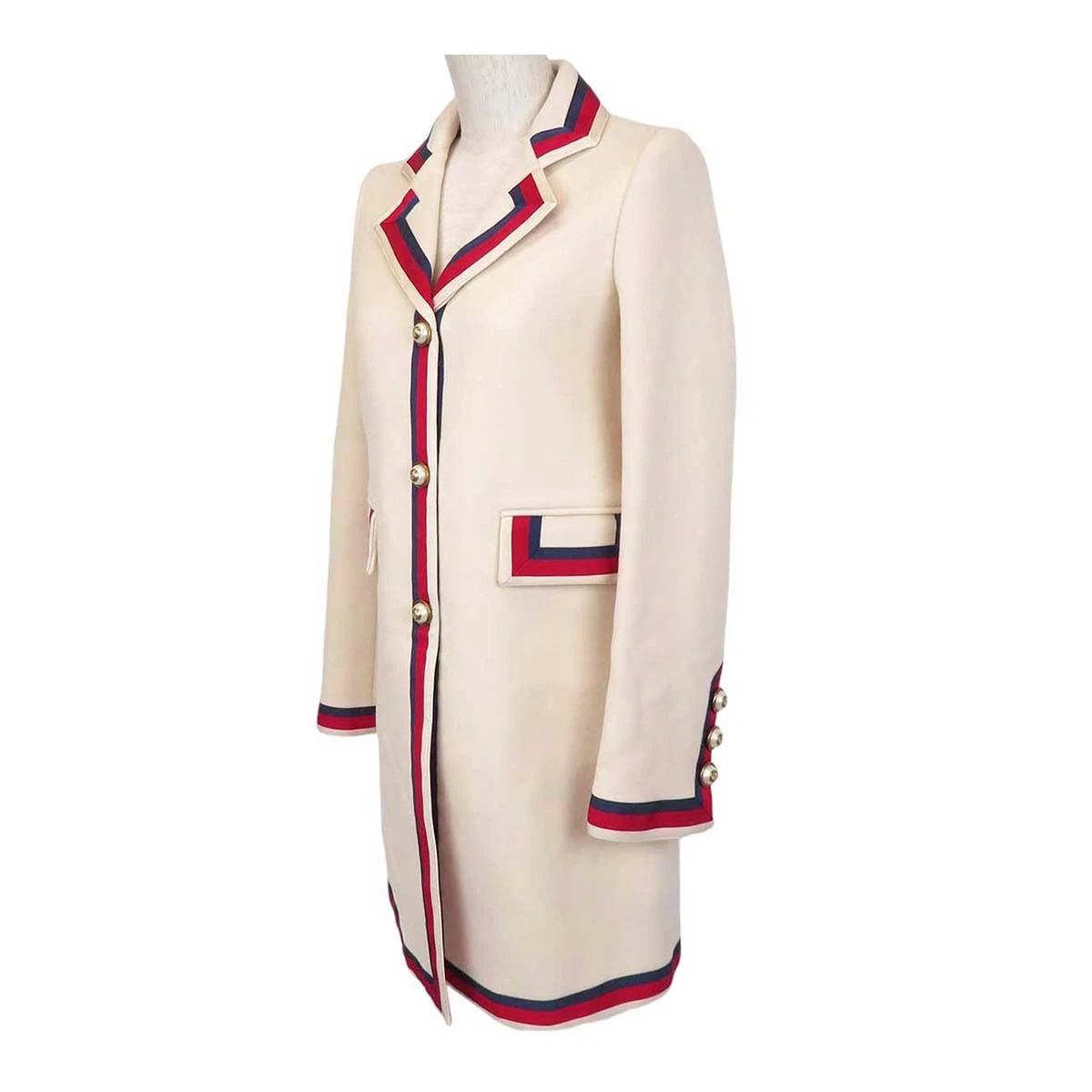 Manteau laine GUCCI Webline 499683 beige femme vêtements accessoires
