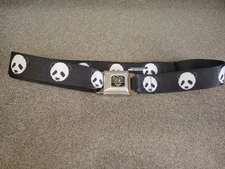 Buckle Down Seatbelt Belt Black And White Panda  Design Adjustable 
