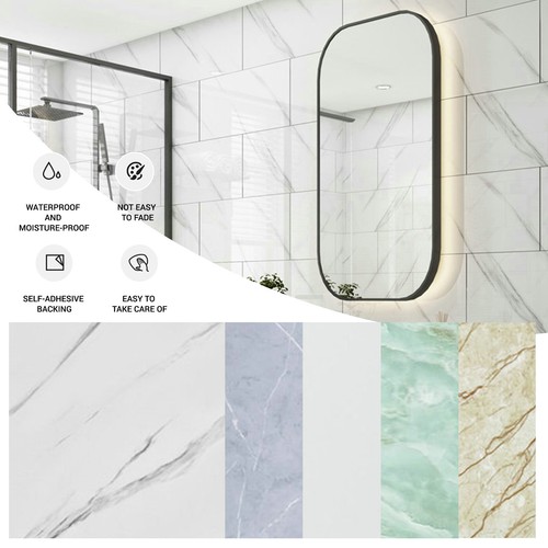 1-100PCS 3D Marble Stone Tile Sticker Wall Paper PVC Panels Self-adhesive Decor