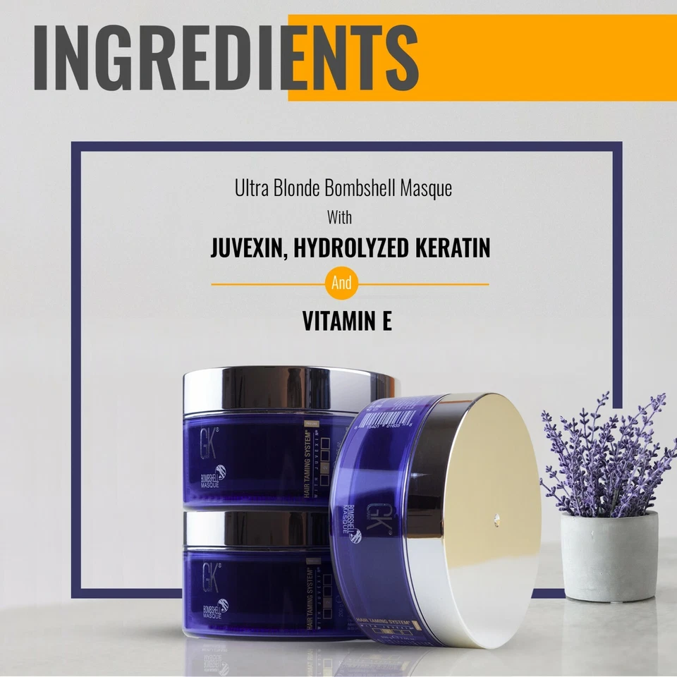 Bomba de lavanda GK HAIR color púrpura rubio plateado desterrar el cabello amarillo 200 g Foto 4 de 4