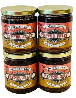 4x Trader Joe's Hot & Sweet PEPPER JELLY Pack 11oz Condiment Appetizer 2027 NEW