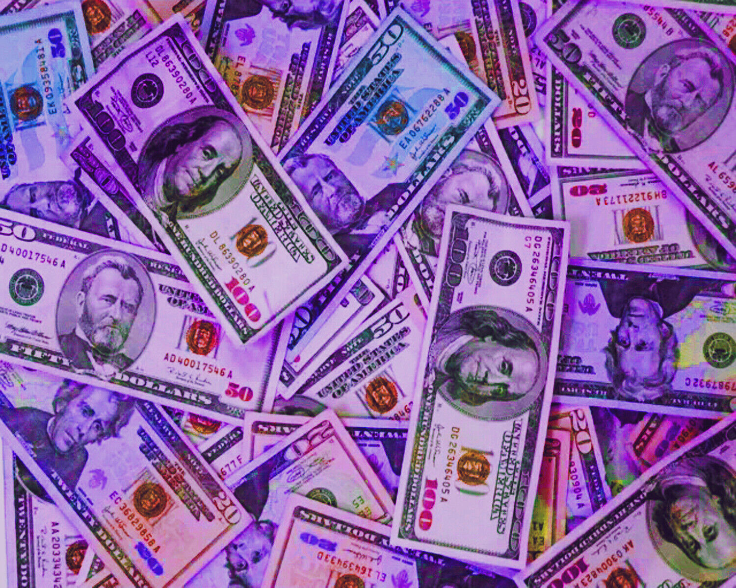 Premium Photo  Surreal pop art style heap of purple colored united states  dollar bills