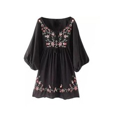 Women Dress Hot Embroidered Hippie Blouse Mexican Peasant Ethnic Gypsy Boho Min