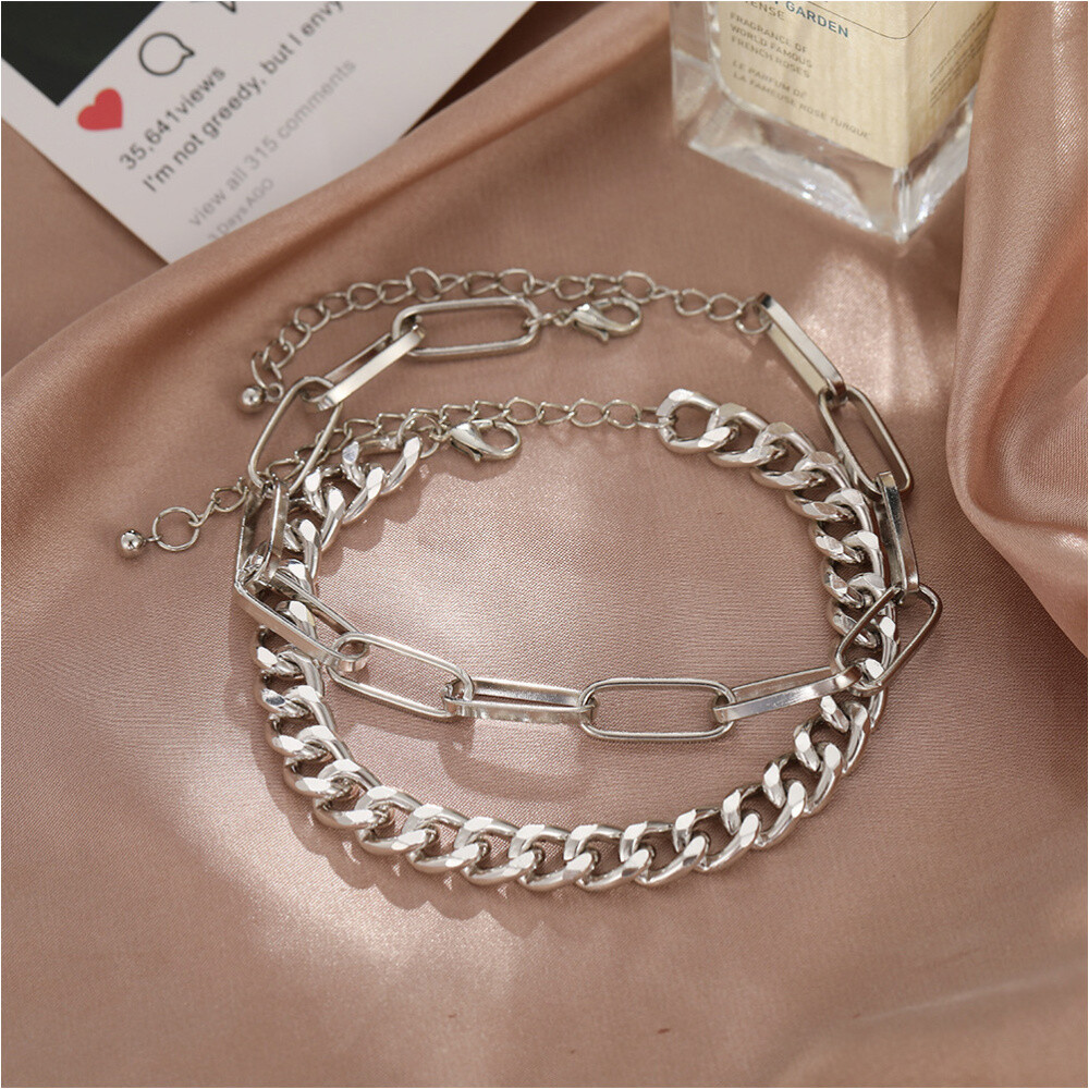 2 Set Premium Ankle Bracelet Paperclip Rope Bracelets Anklet eBay