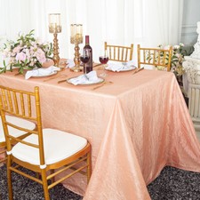 Wedding Linens Inc. 90" x 156" Rectangular Crinkle Crushed Taffeta Tablecloths