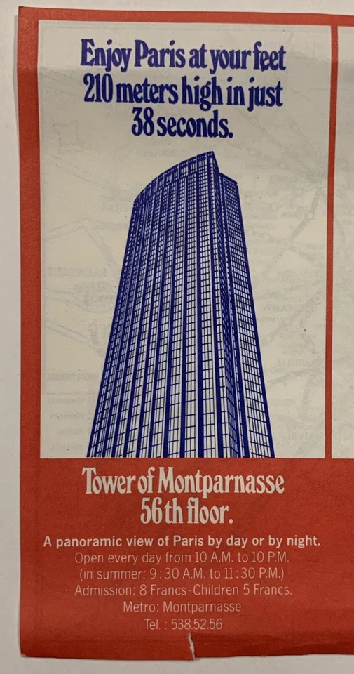 FOLLETO: 1976 - TORRE DE MONTPARNASSE - París Francia - Turismo  Foto 3 de 3