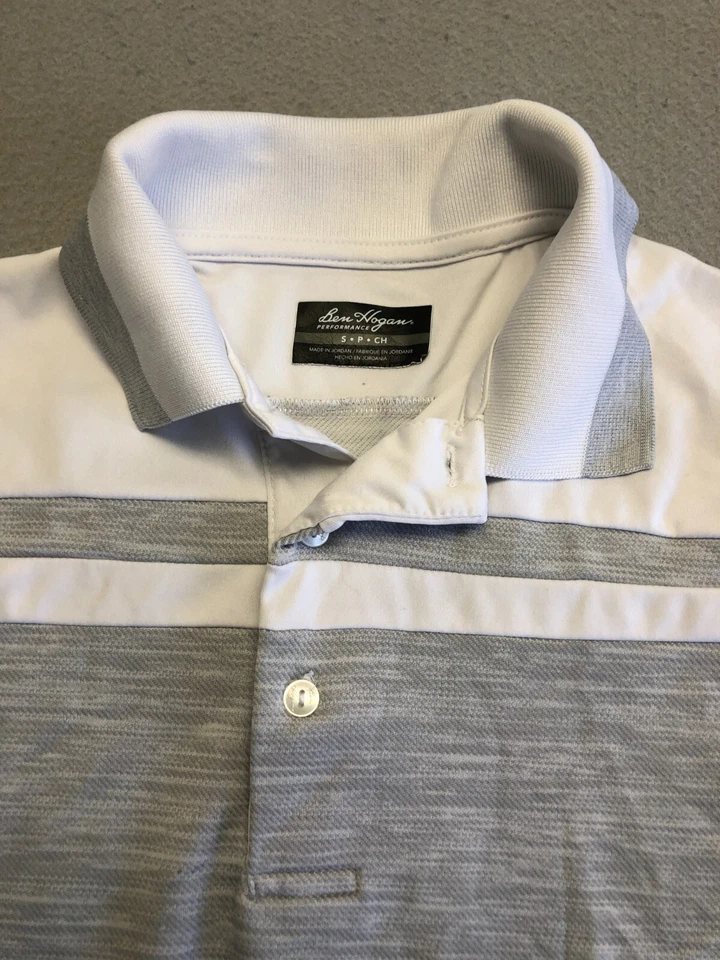 Ben Hogan Golf Polo Shirt Mens Small Gray/White Stripe Activewear Collared - Image 2 of 4
