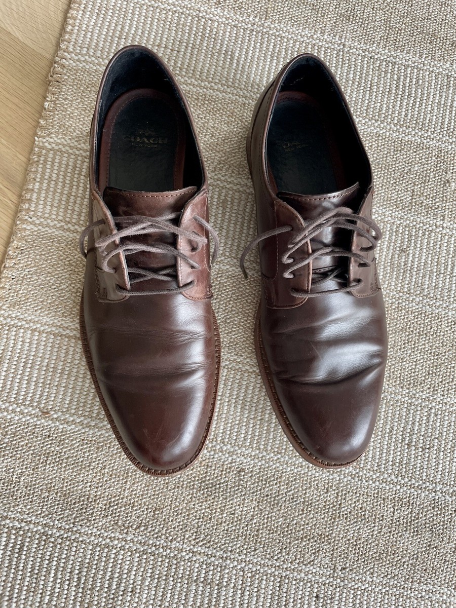Coach Men\'s Dark Brown Leather Oxfords COACH Andrew Derby Size 9D Dark Brown Leather Men main image 3