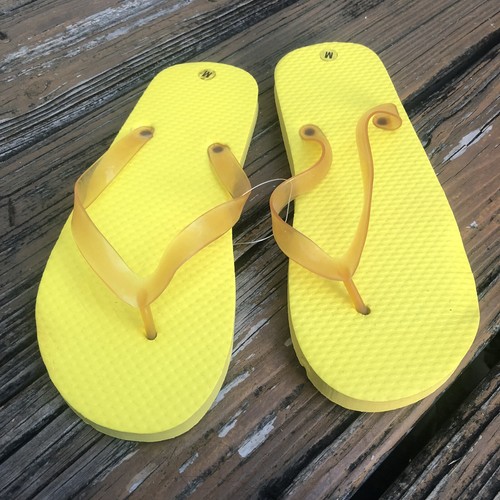 bright yellow flip flops