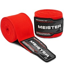 MEISTER RED 180" ELASTIC HAND WRAPS - MMA Mexican Boxing Gloves Wrist NEW (PAIR)